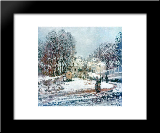 The Grand Street Entering To Argenteuil, Winter 20x24 Black Modern Wood Framed Art Print Poster by Monet, Claude
