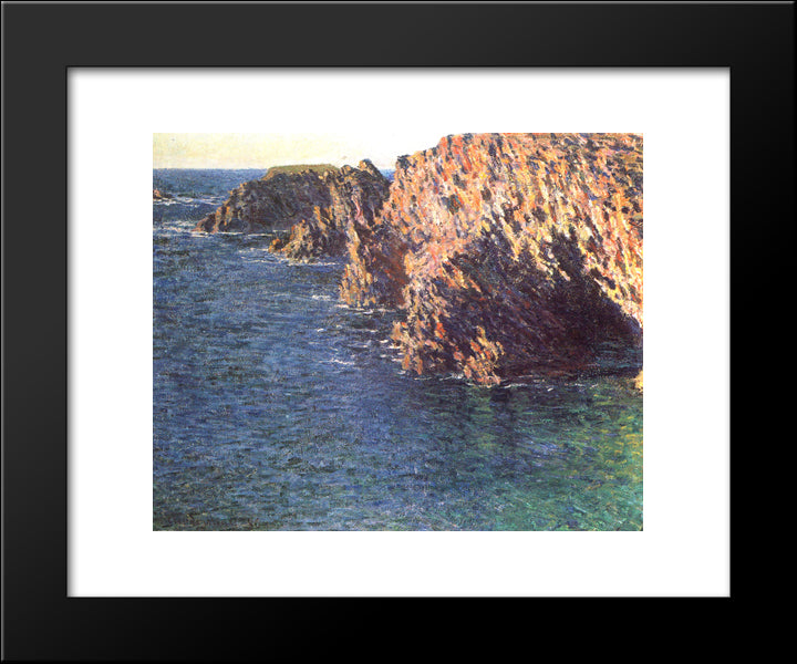 The Grotto Of Port-Domois 20x24 Black Modern Wood Framed Art Print Poster by Monet, Claude