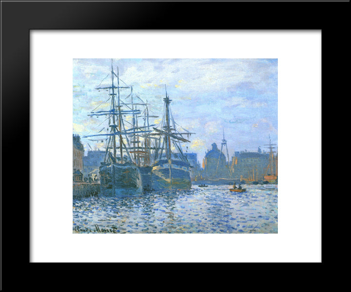 The Havre, The Trade Bassin 20x24 Black Modern Wood Framed Art Print Poster by Monet, Claude