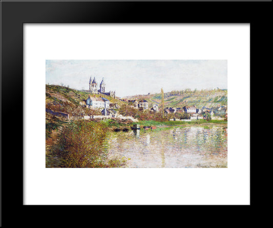 The Hills Of Vetheuil 20x24 Black Modern Wood Framed Art Print Poster by Monet, Claude