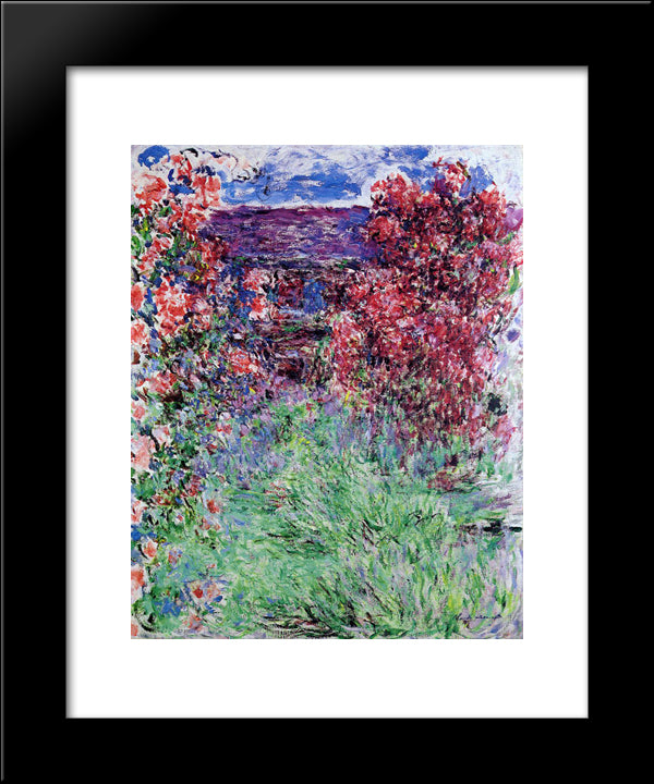 The House Among The Roses 20x24 Black Modern Wood Framed Art Print Poster by Monet, Claude