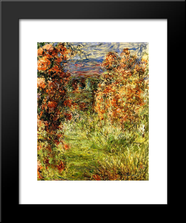 The House Among The Roses 2 20x24 Black Modern Wood Framed Art Print Poster by Monet, Claude