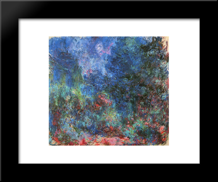 The House At Giverny Viewed From The Rose Garden 20x24 Black Modern Wood Framed Art Print Poster by Monet, Claude