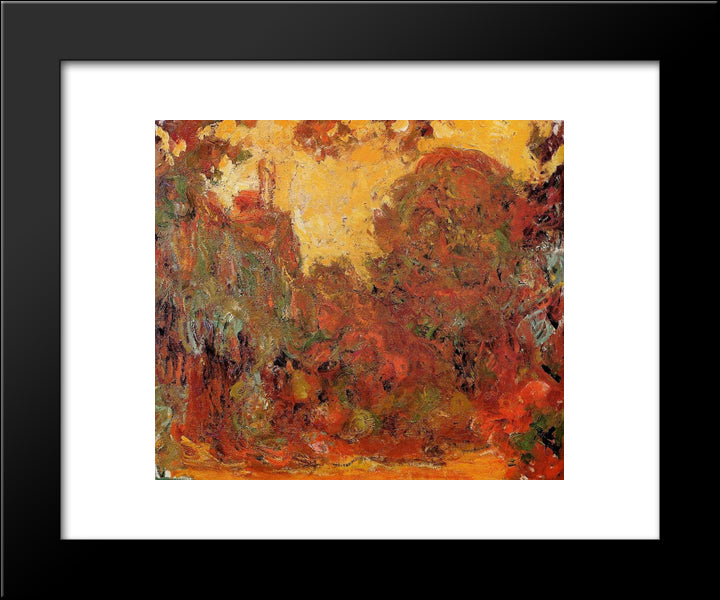 The House Seen From The Rose Garden 20x24 Black Modern Wood Framed Art Print Poster by Monet, Claude