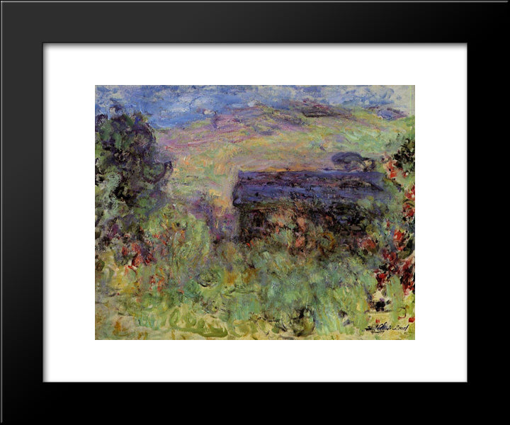 The House Seen Through The Roses 20x24 Black Modern Wood Framed Art Print Poster by Monet, Claude