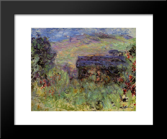 The House Seen Through The Roses 20x24 Black Modern Wood Framed Art Print Poster by Monet, Claude
