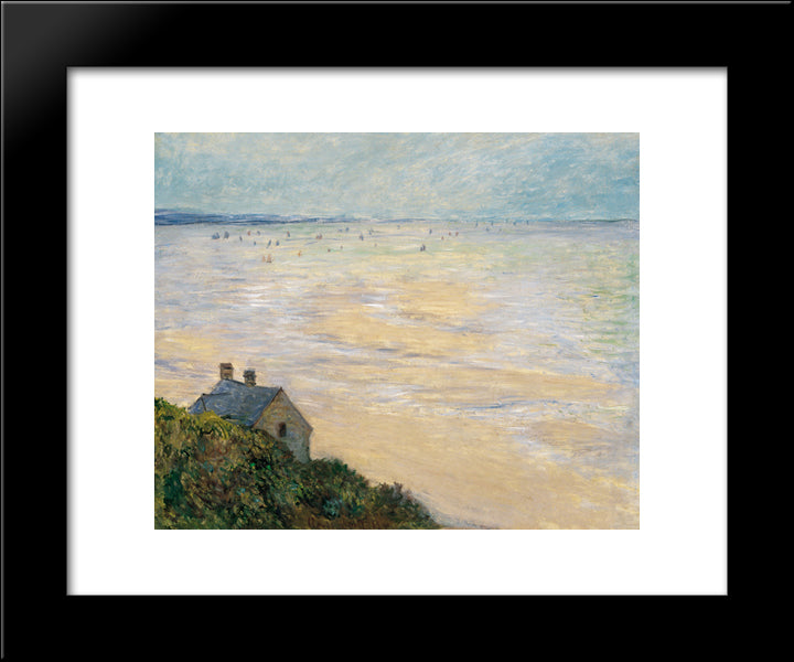 The Hut At Trouville, Low Tide 20x24 Black Modern Wood Framed Art Print Poster by Monet, Claude