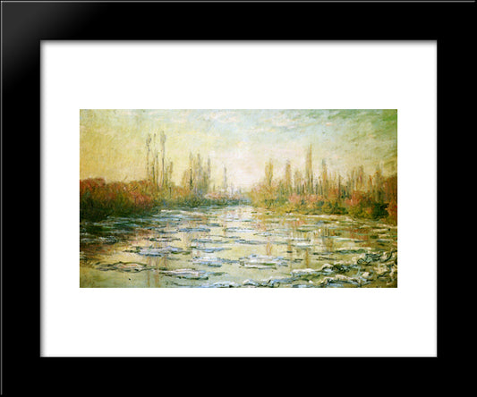 The Ice Floes 20x24 Black Modern Wood Framed Art Print Poster by Monet, Claude