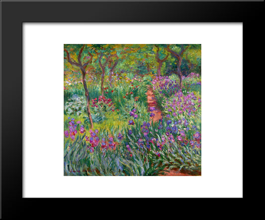 The Iris Garden At Giverny 20x24 Black Modern Wood Framed Art Print Poster by Monet, Claude