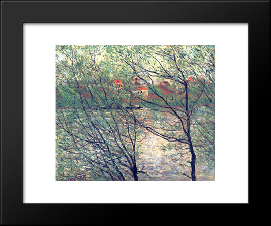 The Isle Grande-Jatte 20x24 Black Modern Wood Framed Art Print Poster by Monet, Claude