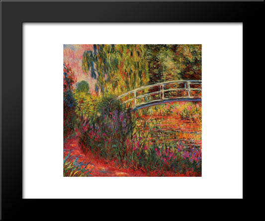 The Japanese Bridge (The Water-Lily Pond, Water Irises) 20x24 Black Modern Wood Framed Art Print Poster by Monet, Claude