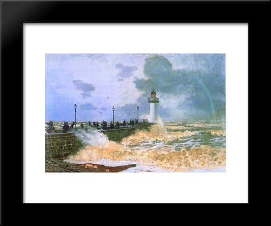 The Jetty At Le Havre 20x24 Black Modern Wood Framed Art Print Poster by Monet, Claude