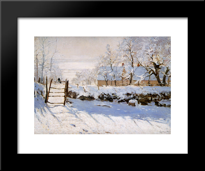 The Magpie 20x24 Black Modern Wood Framed Art Print Poster by Monet, Claude