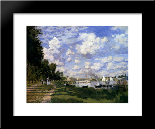 The Marina At Argenteuil 20x24 Black Modern Wood Framed Art Print Poster by Monet, Claude