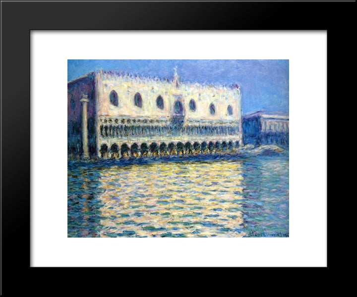 The Palazzo Ducale 20x24 Black Modern Wood Framed Art Print Poster by Monet, Claude