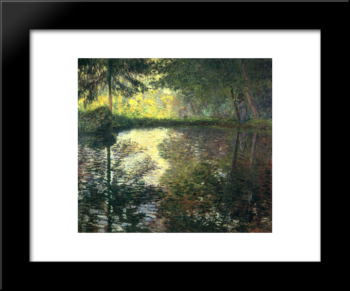 The Pond At Montgeron 20x24 Black Modern Wood Framed Art Print Poster by Monet, Claude