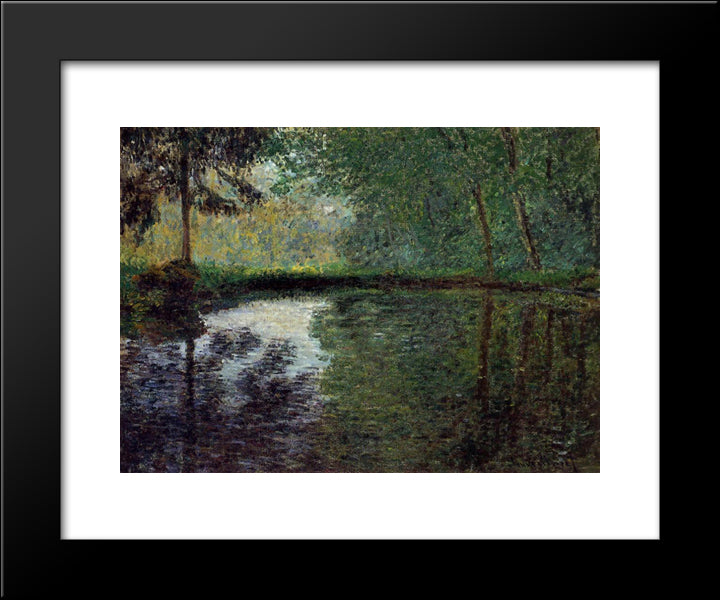 The Pond At Montgeron 2 20x24 Black Modern Wood Framed Art Print Poster by Monet, Claude