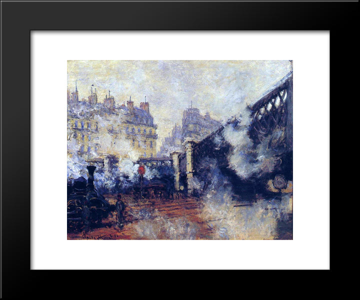 The Pont De L'Europe, Gare Saint-Lazare 20x24 Black Modern Wood Framed Art Print Poster by Monet, Claude
