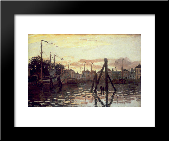 The Port At Zaandam 20x24 Black Modern Wood Framed Art Print Poster by Monet, Claude