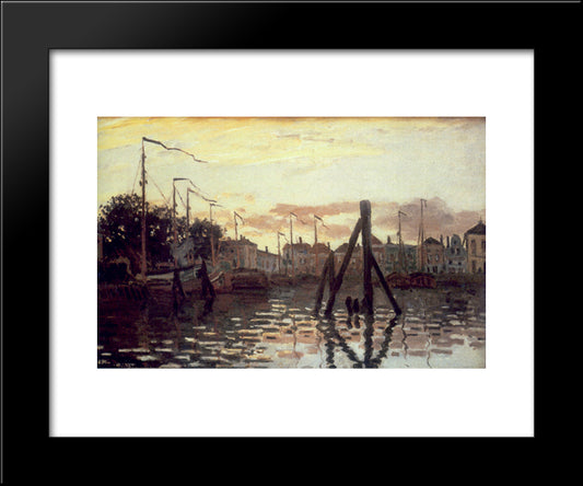 The Port At Zaandam 20x24 Black Modern Wood Framed Art Print Poster by Monet, Claude