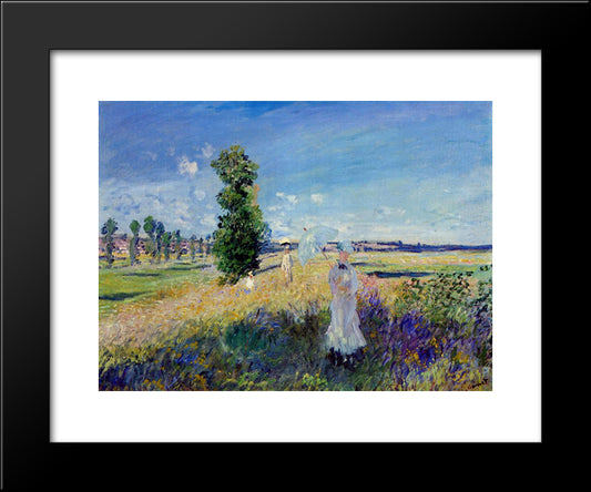 The Promenade, Argenteuil 20x24 Black Modern Wood Framed Art Print Poster by Monet, Claude