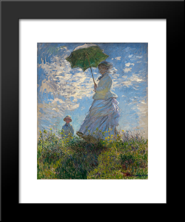 The Promenade, Woman With A Parasol 20x24 Black Modern Wood Framed Art Print Poster by Monet, Claude