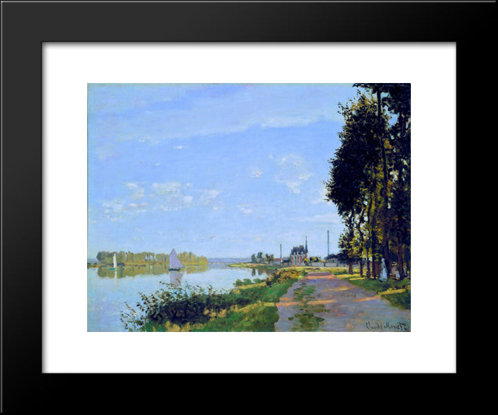 The Promenade At Argenteuil 20x24 Black Modern Wood Framed Art Print Poster by Monet, Claude