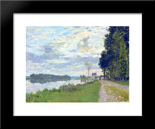 The Promenade At Argenteuil 02 20x24 Black Modern Wood Framed Art Print Poster by Monet, Claude