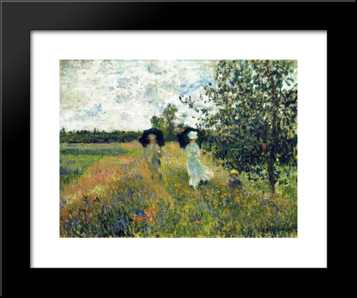 The Promenade Near Argenteuil 20x24 Black Modern Wood Framed Art Print Poster by Monet, Claude
