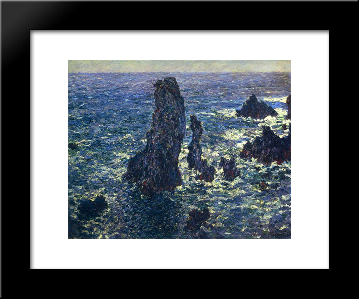 The Pyramids, Cliffs At Belle-Ile 20x24 Black Modern Wood Framed Art Print Poster by Monet, Claude