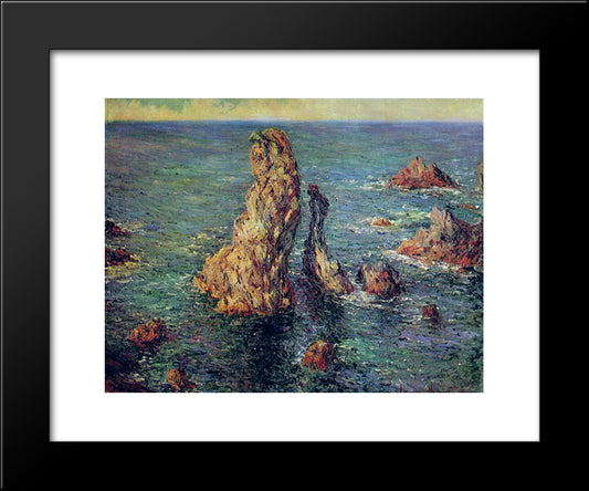 The Pyramids At Port-Coton 20x24 Black Modern Wood Framed Art Print Poster by Monet, Claude