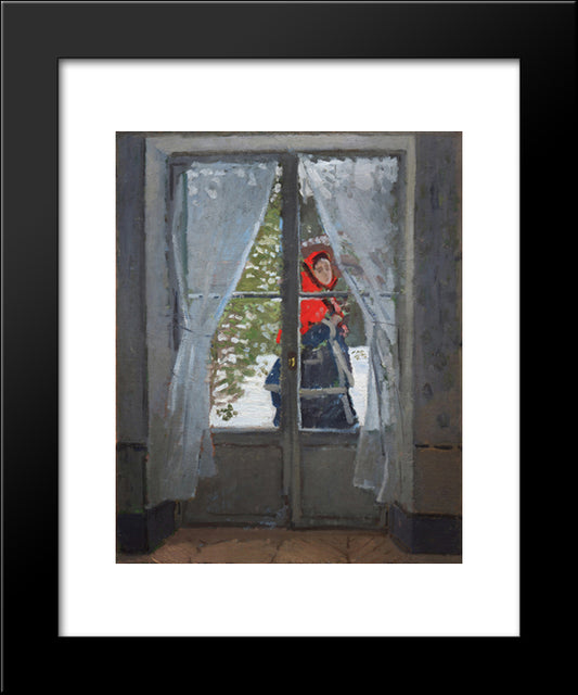 The Red Cape (Madame Monet) 20x24 Black Modern Wood Framed Art Print Poster by Monet, Claude
