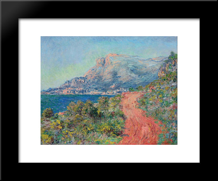 The Red Road Near Menton 20x24 Black Modern Wood Framed Art Print Poster by Monet, Claude