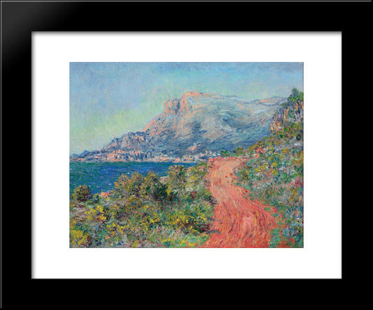 The Red Road Near Menton 20x24 Black Modern Wood Framed Art Print Poster by Monet, Claude