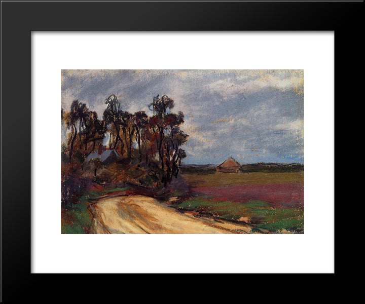 The Road And The House 20x24 Black Modern Wood Framed Art Print Poster by Monet, Claude