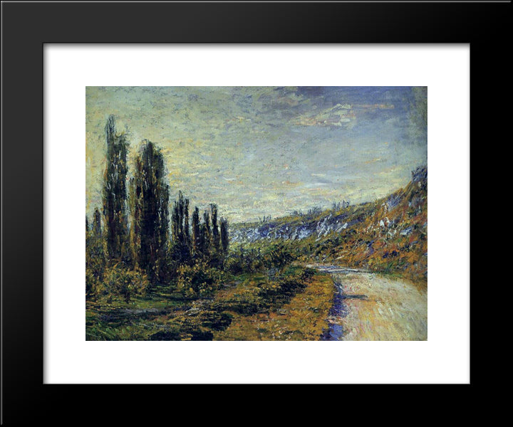 The Road From Vetheuil 20x24 Black Modern Wood Framed Art Print Poster by Monet, Claude