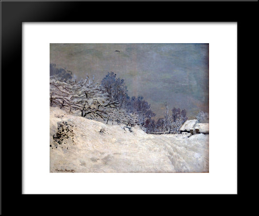The Road In Front Of Saint-Simeon Farm In Winter 20x24 Black Modern Wood Framed Art Print Poster by Monet, Claude