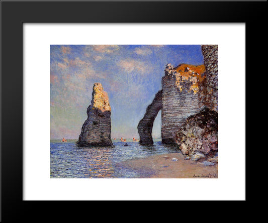 The Rock Needle And The Porte D'Aval 20x24 Black Modern Wood Framed Art Print Poster by Monet, Claude