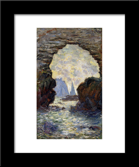 The Rock Needle Seen Through The Porte D'Aumont 20x24 Black Modern Wood Framed Art Print Poster by Monet, Claude