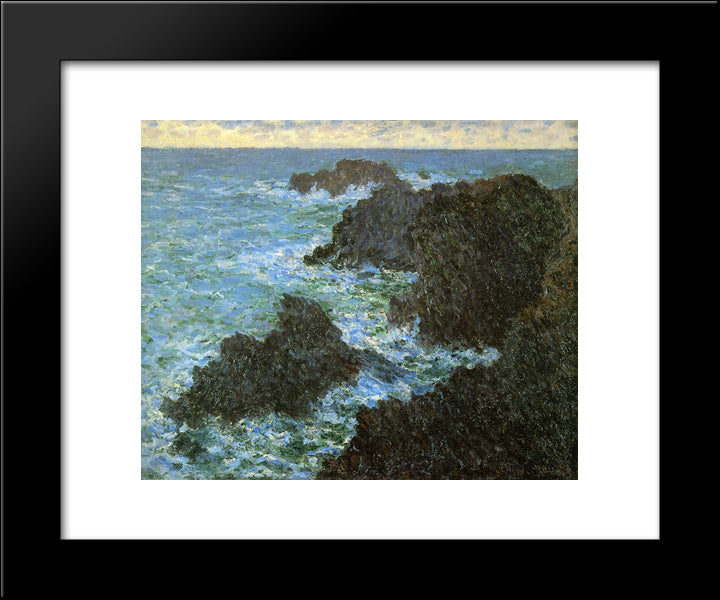 The Rocks Of Belle-Lle 20x24 Black Modern Wood Framed Art Print Poster by Monet, Claude