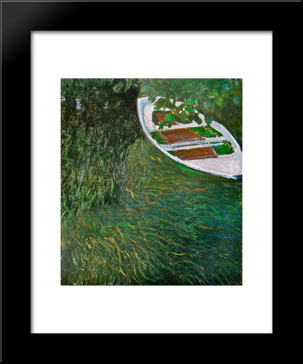 The Row Boat 20x24 Black Modern Wood Framed Art Print Poster by Monet, Claude