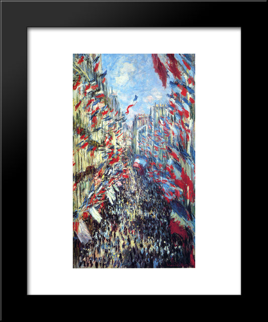 The Rue Montorgueil, Paris 20x24 Black Modern Wood Framed Art Print Poster by Monet, Claude
