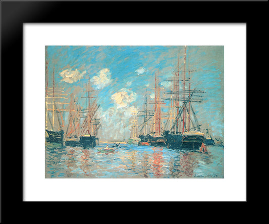 The Sea, Port In Amsterdam 20x24 Black Modern Wood Framed Art Print Poster by Monet, Claude