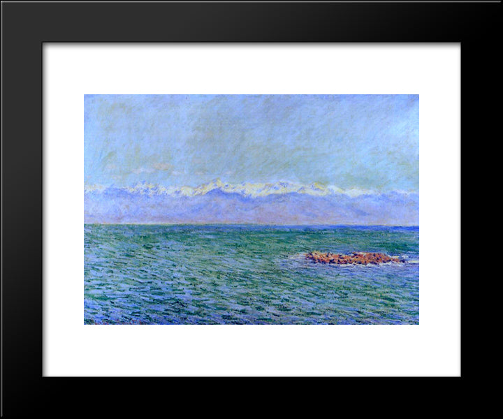 The Sea And The Alps 20x24 Black Modern Wood Framed Art Print Poster by Monet, Claude