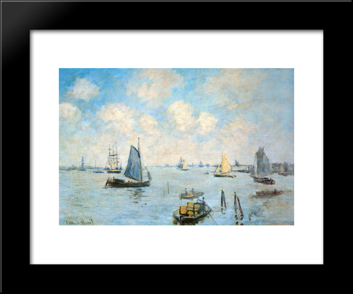 The Sea At Amsterdam 20x24 Black Modern Wood Framed Art Print Poster by Monet, Claude