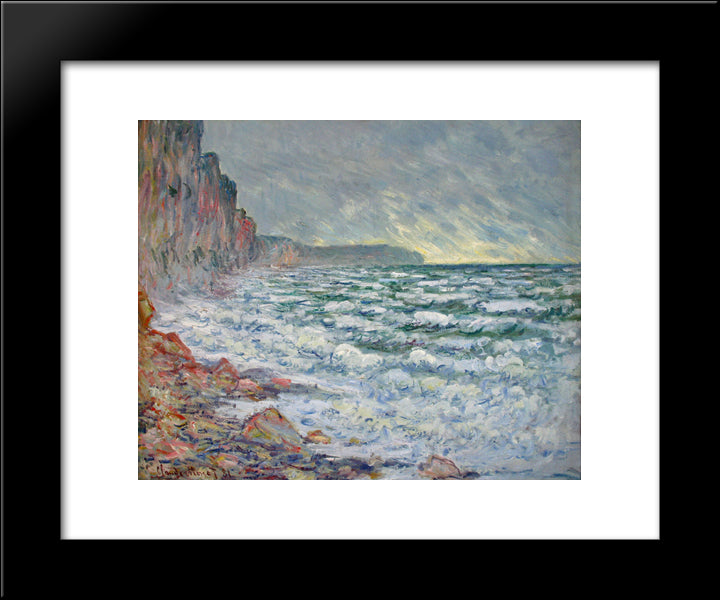The Sea At Fecamp 20x24 Black Modern Wood Framed Art Print Poster by Monet, Claude