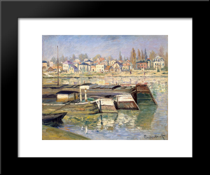 The Seine At Asnieres 20x24 Black Modern Wood Framed Art Print Poster by Monet, Claude