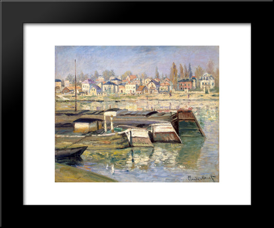 The Seine At Asnieres 20x24 Black Modern Wood Framed Art Print Poster by Monet, Claude