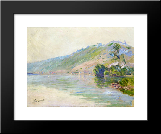 The Seine At Port-Villes, Clear Weather 20x24 Black Modern Wood Framed Art Print Poster by Monet, Claude