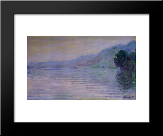 The Seine At Port-Villez, Blue Effect 20x24 Black Modern Wood Framed Art Print Poster by Monet, Claude